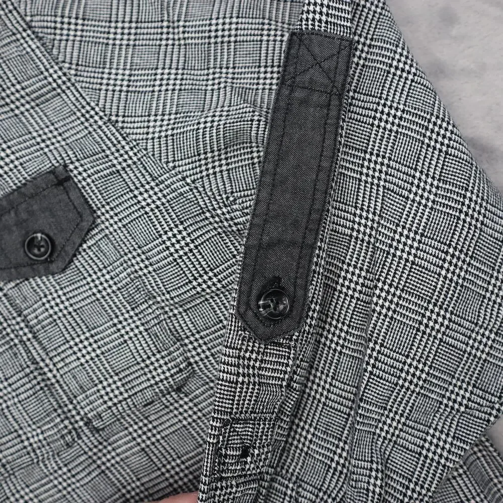Sean John Shirt Mens L Gray Black Long Sleeve Button Up Street Dress Work Office